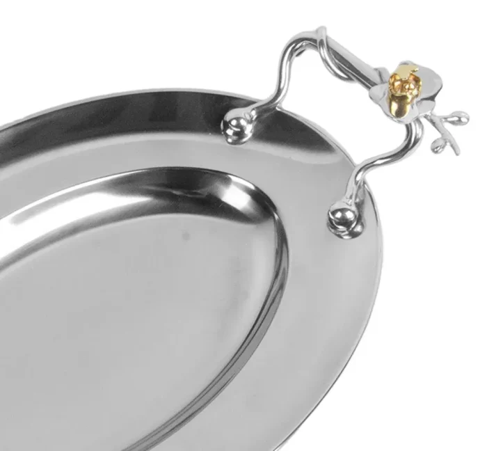 Travessa Oval Média (Inox) Orquídea Design By Somers