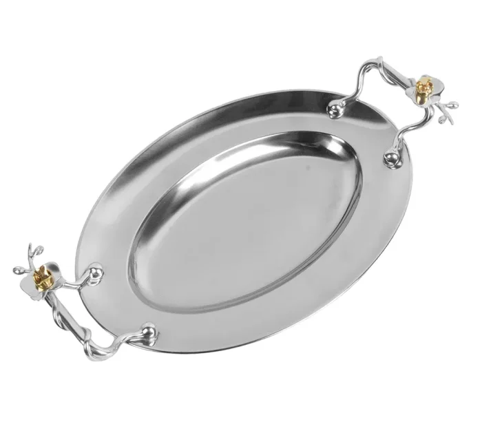 Travessa Oval Pequena (Inox) Orquídea Design By Somers