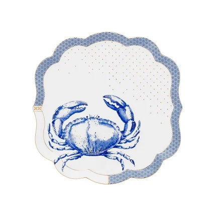 Travessa Quadrada Porcelana Crab Branco Royal Yerseke Pip Studio