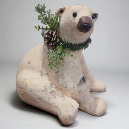 Urso Natalino Sentado Rústico Celulose Floresta Aspen Ca