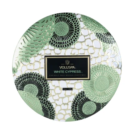 Vela Lata 3 Pavios 60h Relevo White Cypress