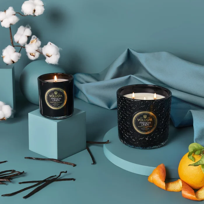 Vela Pote Vidro Luxe 80h French Linen
