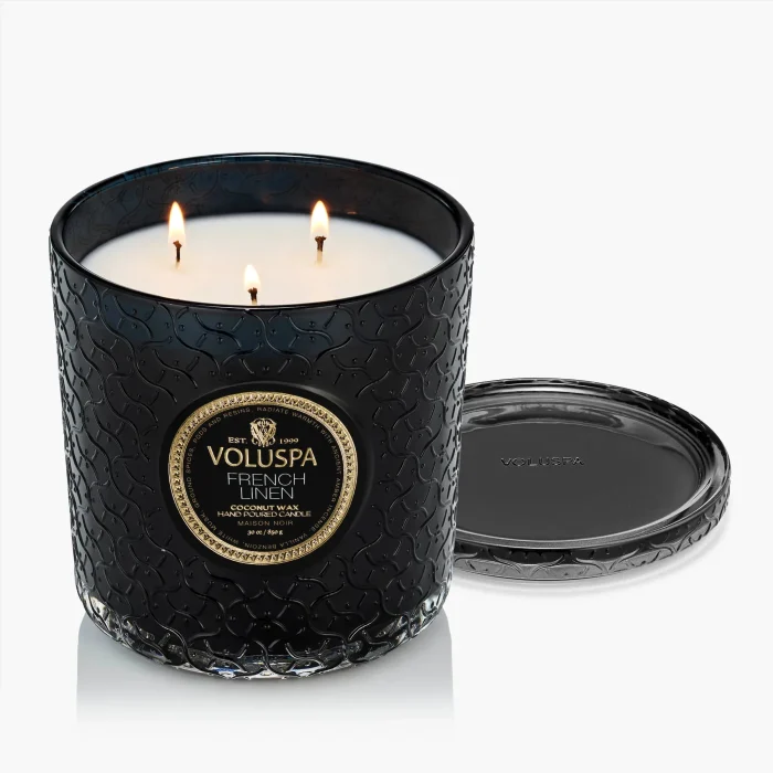 Vela Pote Vidro Luxe 80h French Linen