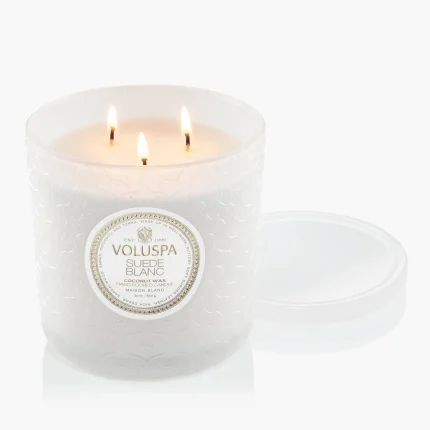Vela Pote Vidro Luxe +80h Suede Blanc