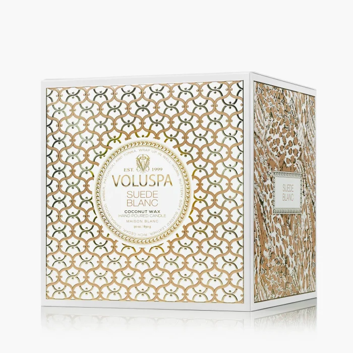Vela Pote Vidro Luxe +80h Suede Blanc