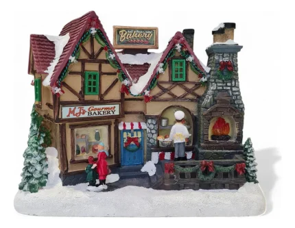 Vila Natalina Cenário De Natal Musical Padaria Bakery Luxo