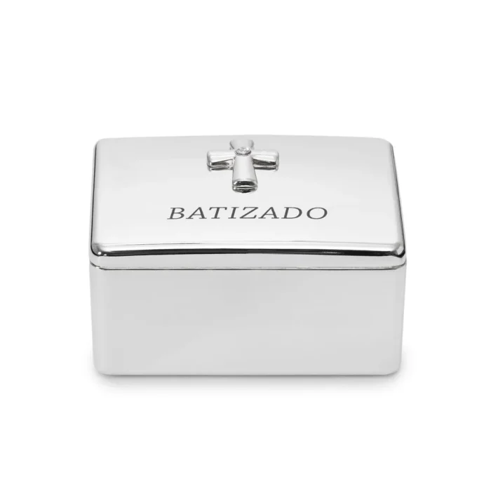 Caixa Batizado de Zamac Prateada - Imagem 2