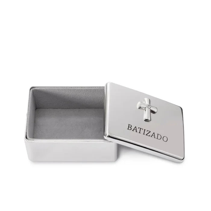 Caixa Batizado de Zamac Prateada - Imagem 3